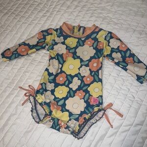 Ruffle Butts 3-6m floral bathing suit rash guard